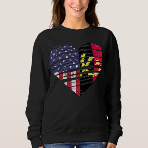 Angolan American Grown Heart USA Patriot Heritage  Sweatshirt
