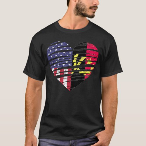 Angolan American Grown Heart USA Patriot Heritage  T_Shirt