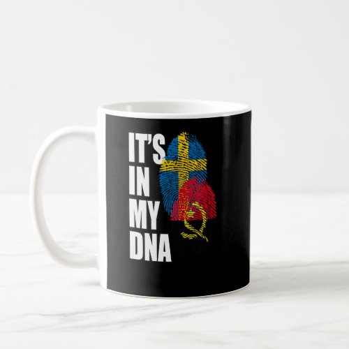 Angolan And Swedish Mix DNA Flag Heritage Premium  Coffee Mug