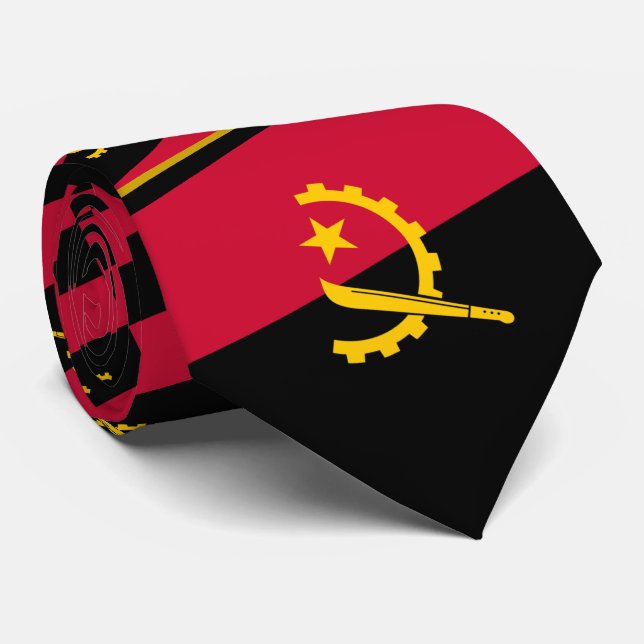 Angolan Flag, Flag of Angola Neck Tie (Rolled)