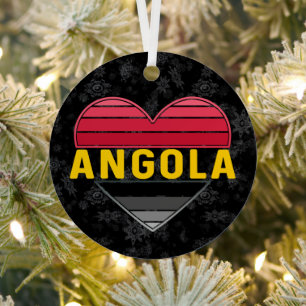 Angolan Heart, I Love Angola Christmas Metal Ornament