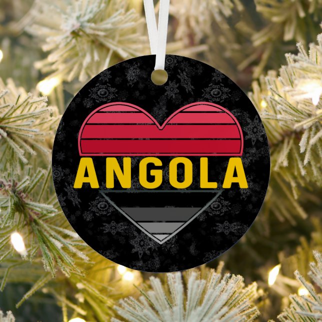 Angolan Heart, I Love Angola Christmas Metal Ornament (Insitu)