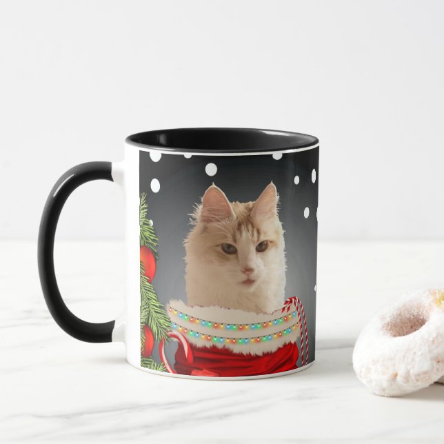 Angora Cat Holiday   Mug (With Donut)