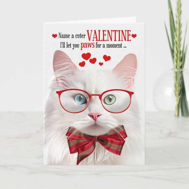Angora Cat Lover Feline Humor Valentine's Day Holiday Card (Front)