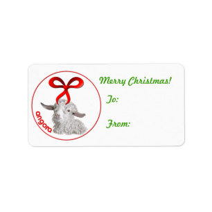Angora Goat Christmas Gift Tag Sticker