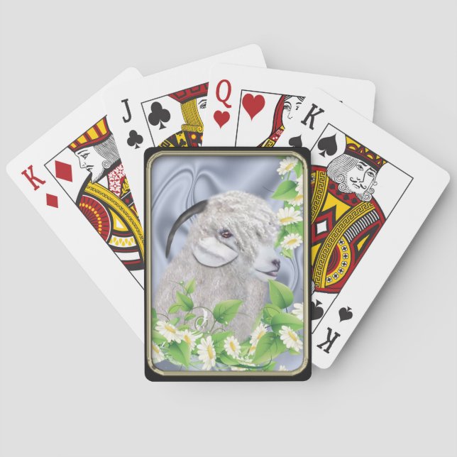 Angora Goat Daisies Playing Cards (Back)
