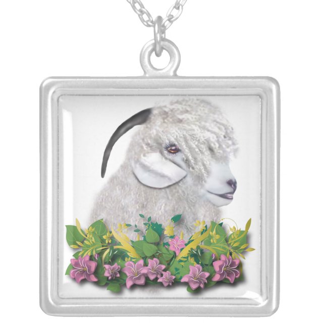 Angora Goat Floral   Necklace (Front)