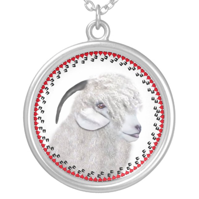 Angora Goat Hearts and Hooves Necklace (Front)