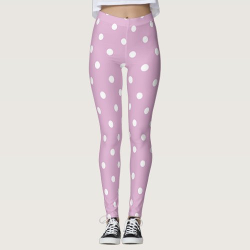 Angora Pink Polka Dots Leggings