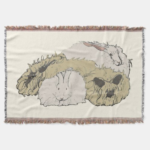 Angora Rabbits Throw Blanket