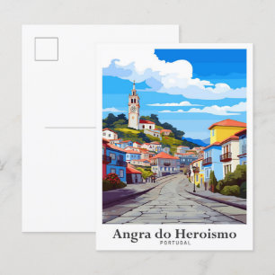 Angra do Heroismo Portugal Travel Art Vintage Postcard