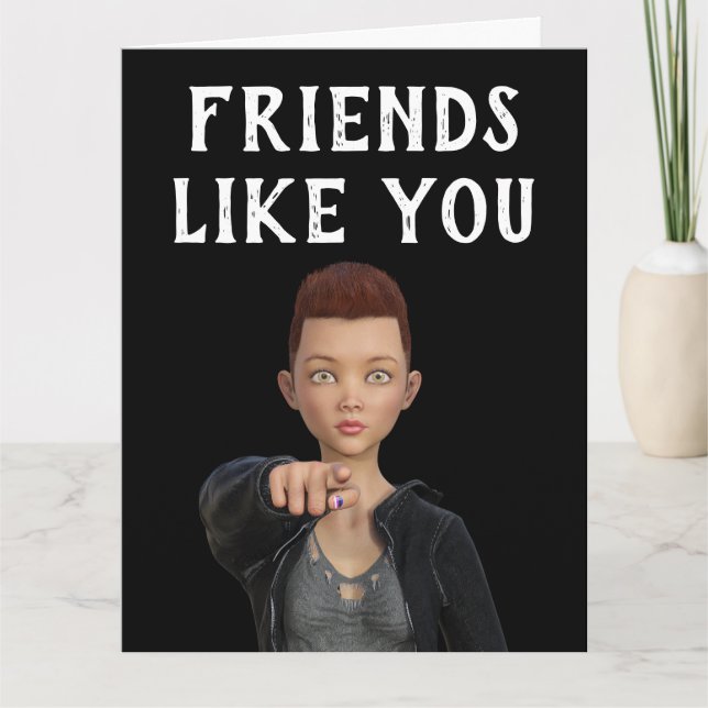 ANGROGYNOUS SHORT HAIRED GIRL FRIENDSHIP CARDS (Front)
