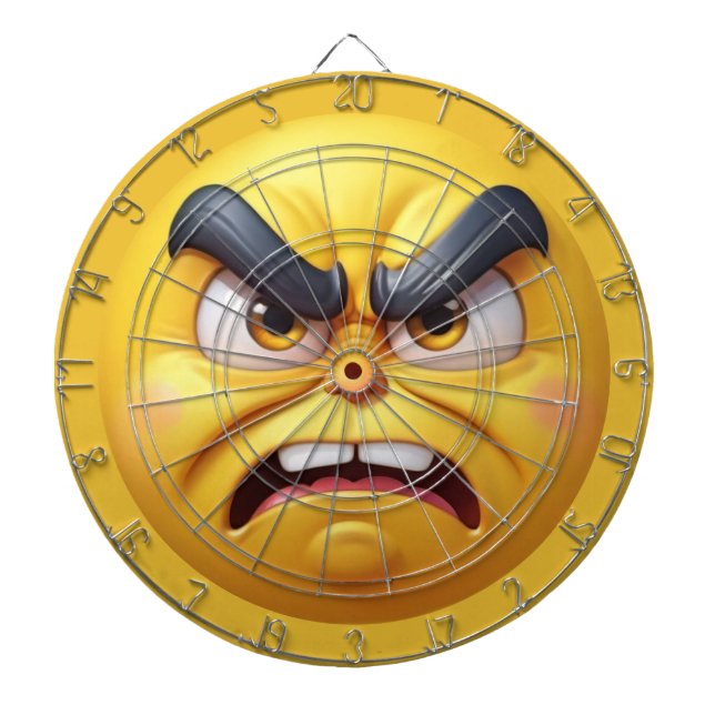 Angry 3D Emoji Dart Board (Front)