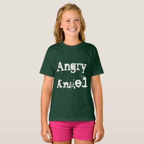 Angry Angel distressed lettering Helena T_Shirt