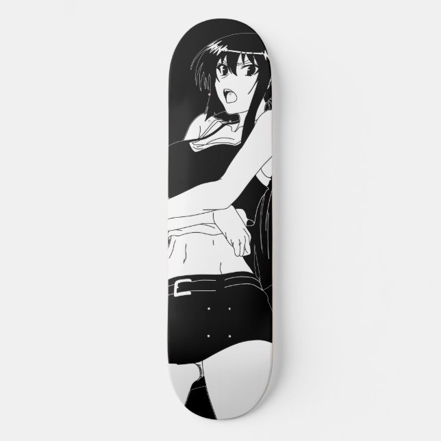 Angry Anime Girl Skateboard Deck (Front)