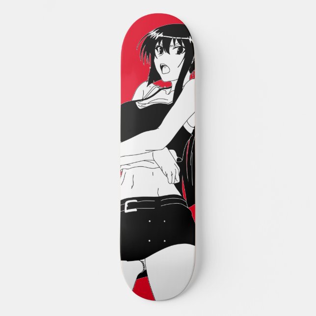 Angry Anime Girl Skateboard Deck (Front)