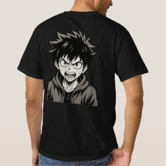 Angry Anime Power Surge – Bold Black & White Manga T-Shirt