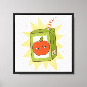 Angry apple juice box! funny cute cartoon! canvas print