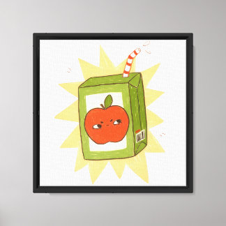 Angry apple juice box! funny cute cartoon! canvas print