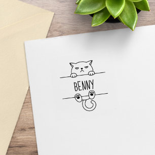 Angry Bad Tempered Cat Custom Name 1x1 Rubber Stamp