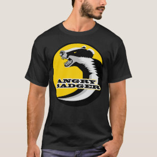 Angry Badger Black And White Anti Hunt Yellow Circ T-Shirt