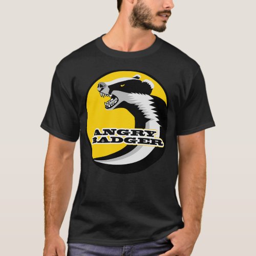 Angry Badger Black And White Anti Hunt Yellow Circ T_Shirt