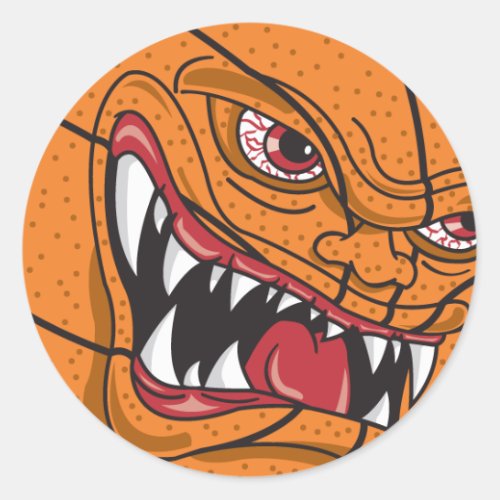 angry basketball classic round sticker