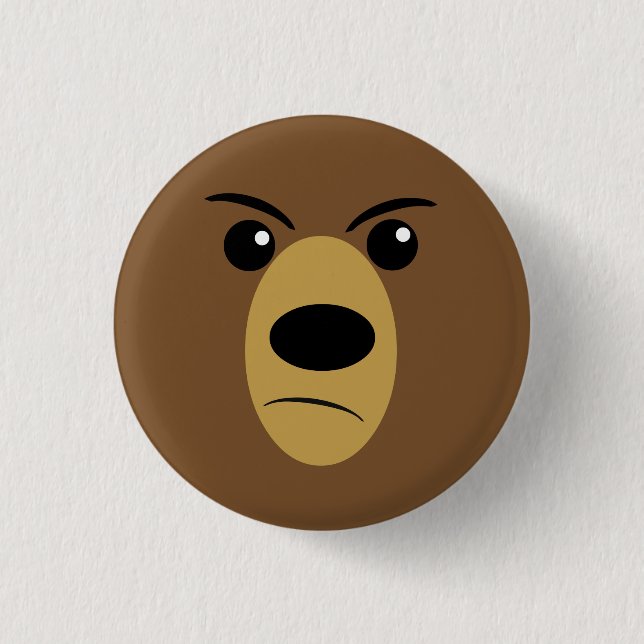 Angry Bear Face Button (Front)