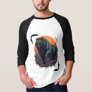 "Angry Bear Graphic Full-Sleeve T-Shirt: Edgy Stre T-Shirt