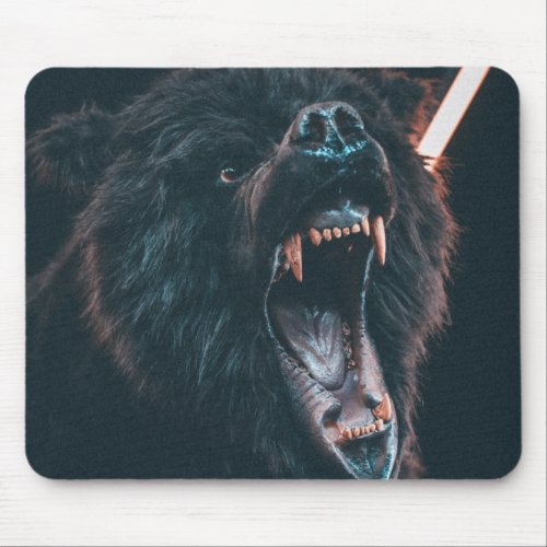 Angry Bear Teeth Black Bear Growl Mouse Pad