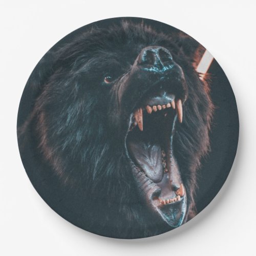 Angry Bear Teeth Black Bear Growl Paper Plates