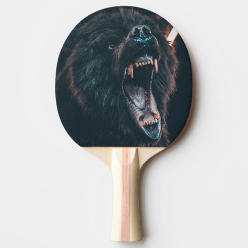 Angry Bear Teeth Black Bear Growl Ping Pong Paddle