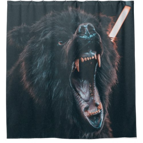 Angry Bear Teeth Black Bear Growl Shower Curtain