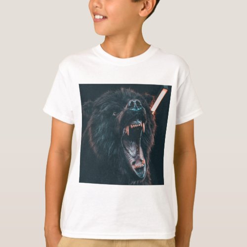 Angry Bear Teeth Black Bear Growl T_Shirt
