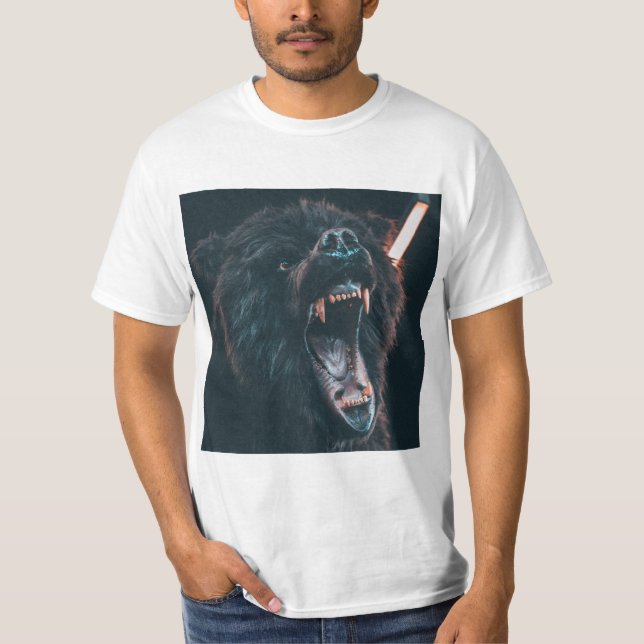 Angry Bear Teeth Black Bear Growl T-Shirt (Front)