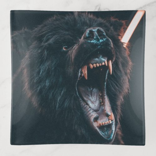 Angry Bear Teeth Black Bear Growl Trinket Tray