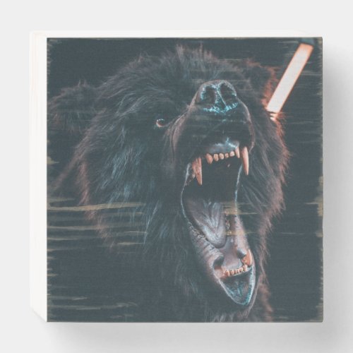 Angry Bear Teeth Black Bear Growl Wooden Box Sign