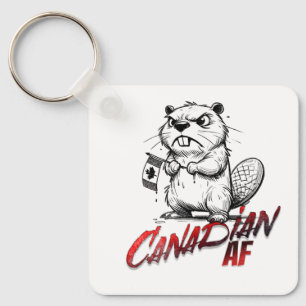 Angry Beaver Canadian AF Keychain