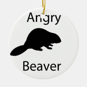 Angry beaver ceramic ornament