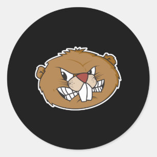 angry beaver face classic round sticker