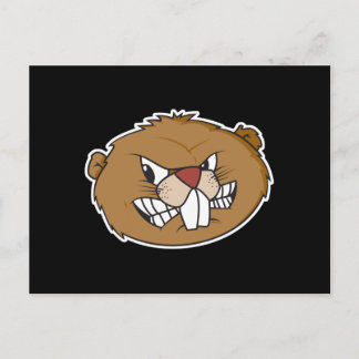 angry beaver face postcard