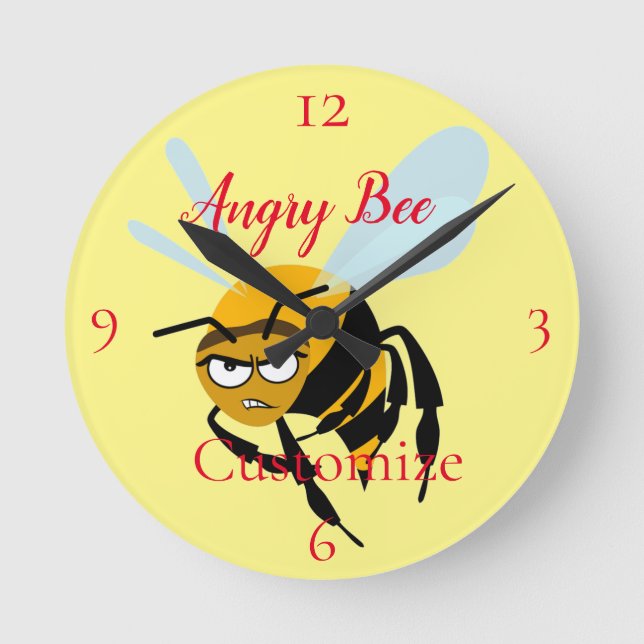 Angry Bee Thunder_Cove Round Clock (Front)