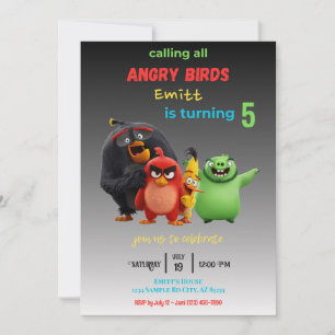 Angry Birds Movie Kids Birthday Party Invitation