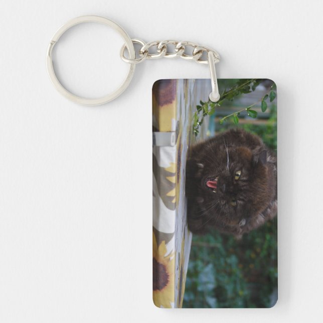 Angry Black Cat Keychain (Front)