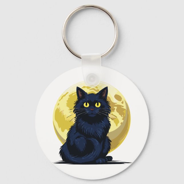 Angry black cat keychain (Front)