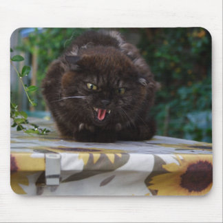 Angry Black Cat Mouse Pad