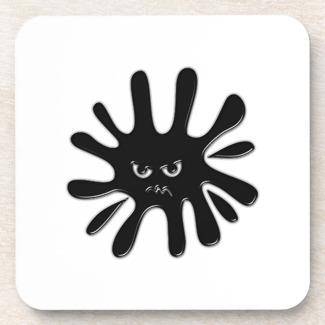Angry Black Paint Splatter Beverage Coaster (Front)
