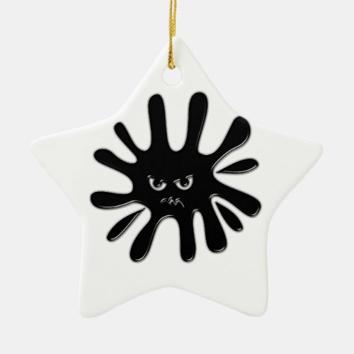 Angry Black Paint Splatter Ceramic Ornament