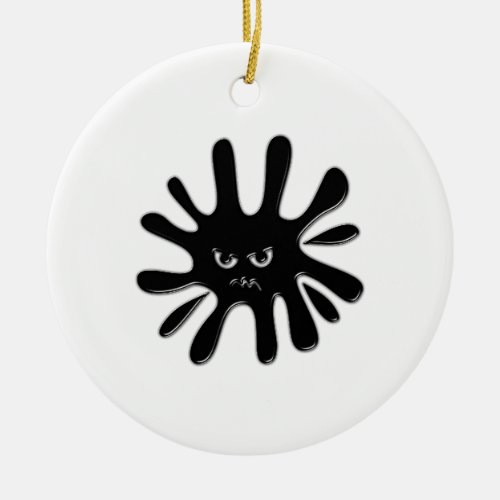 Angry Black Paint Splatter Ceramic Ornament