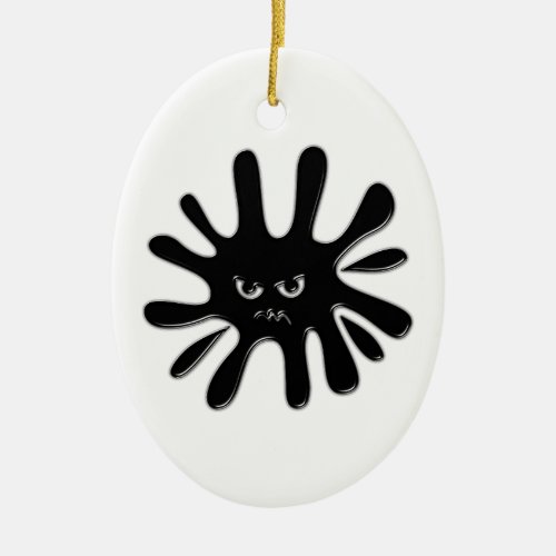 Angry Black Paint Splatter Ceramic Ornament